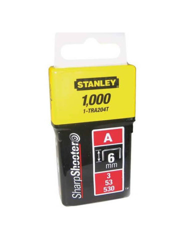 Скоби тип А висотою 6 мм, для степлера ручного Light Duty, в упаковці 1000 шт STANLEY 1-TRA204T