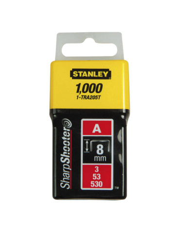 Скоби тип А висотою 8 мм, для степлера ручного Light Duty, в упаковці 1000 шт STANLEY 1-TRA205T