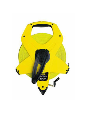 Рулетка вимірювальна PowerWinder Fiberglass довжиною 100 м, шириною 12.7 мм, стрічка зі скловолокном STANLEY 2-34-777