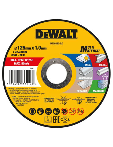 Круг відрізний MULTI-MATERIAL DeWALT DT20595