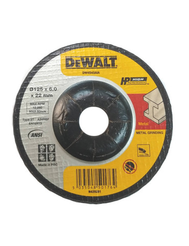 Круг шліфувальний HIGH PERFORMANCE DeWALT DW4543AIA