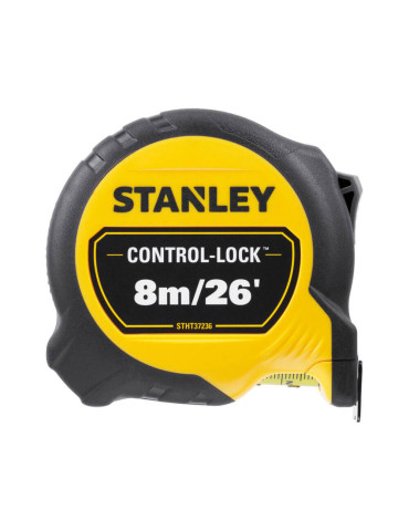Рулетка вимірювальна CONTROL-LOCK довжиною 8 м/26, шириною 25 мм, в обгумованому корпусі, з подвійною шкалою STANLEY STHT37236-5