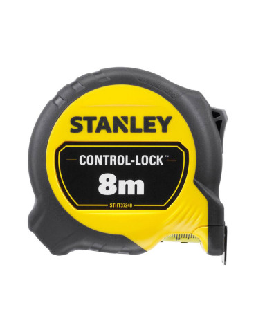 Рулетка вимірювальна CONTROL-LOCK довжиною 8 м, шириною 25 мм, в обгумованому корпусі, з подвійною шкалою STANLEY STHT37240-3