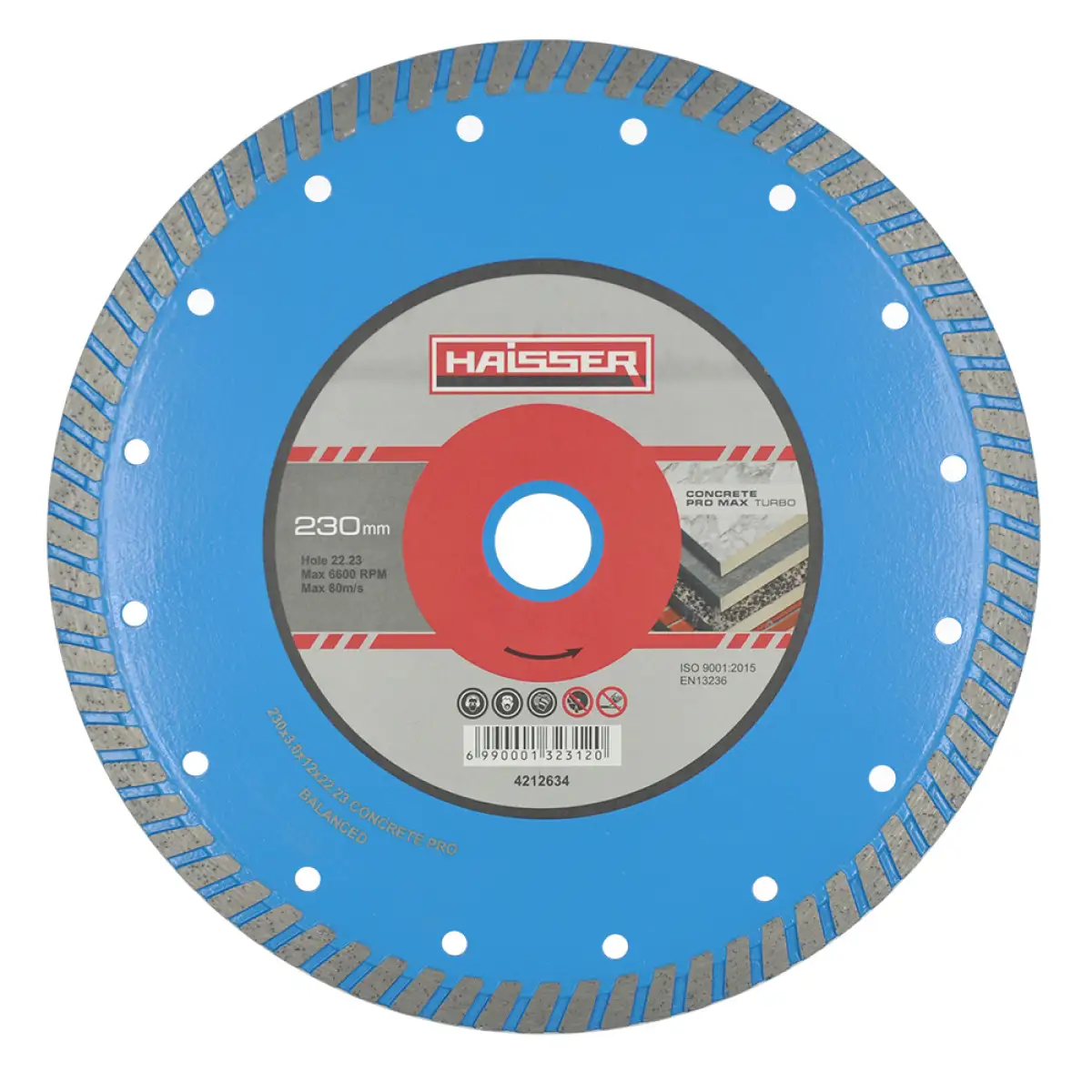 Диск алмазний Turbo CONCRETE PRO MAX 230x3.0x12x22.23 мм HAISSER 4212634