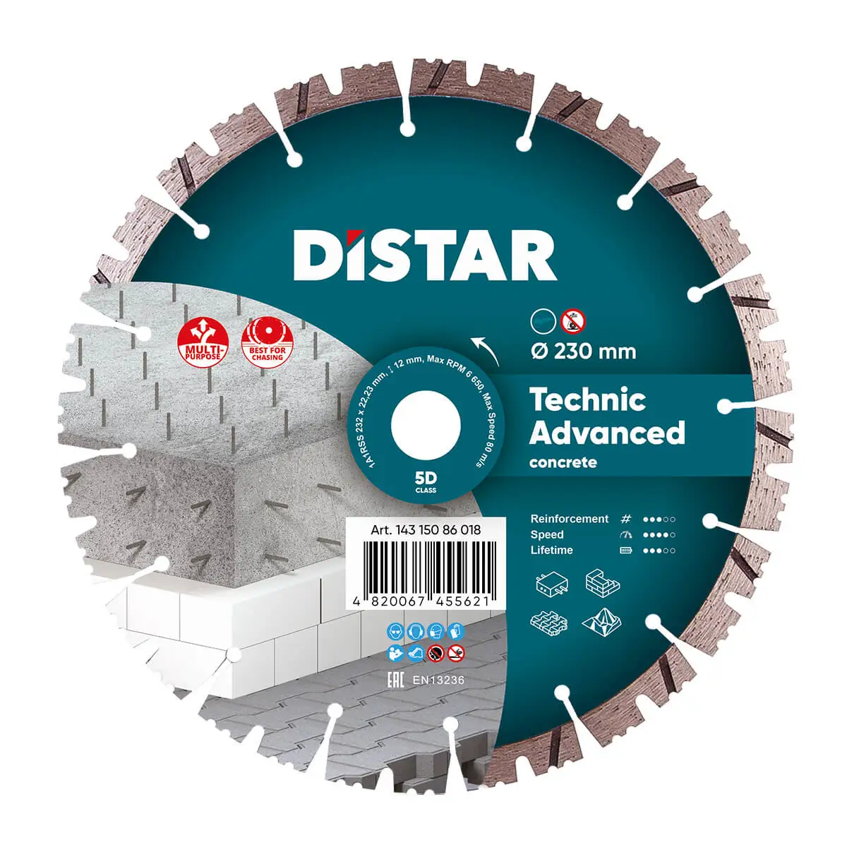Круг алмазний відрізний Distar 1A1RSS / C3 Technic Advanced (232x2.6 / 1.8x12x22.23-16-HIT)