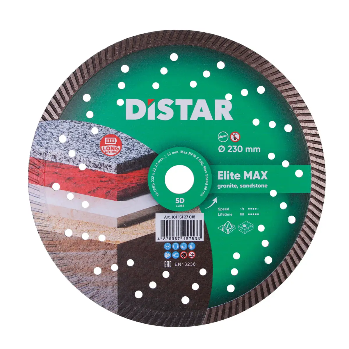 Круг алмазний відрізний TURBO 232 ELITE MAX (230x2.5x12x22.23 мм) Distar